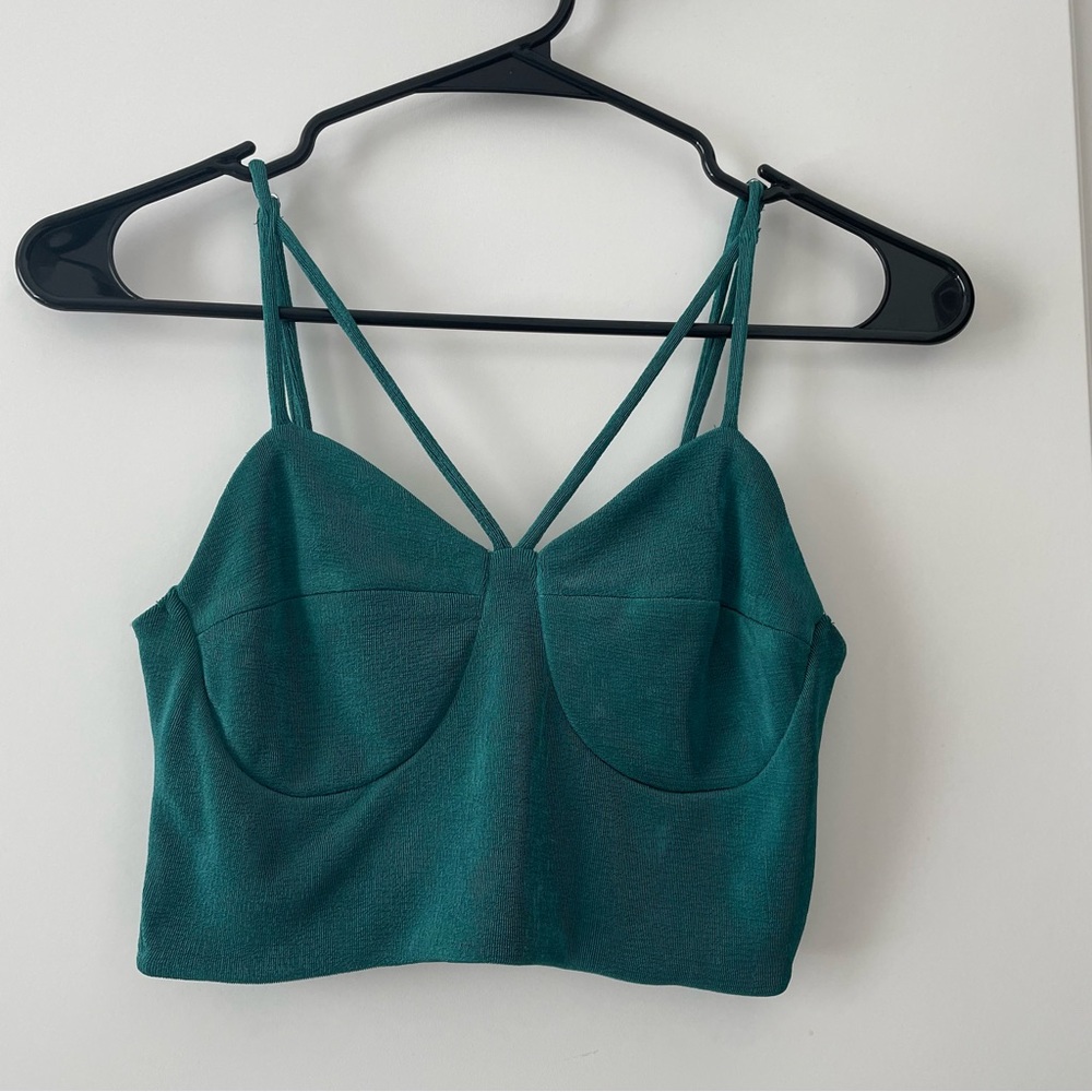 Shimmery Cropped Top Target Wild Fable In Emerald Green Size XS